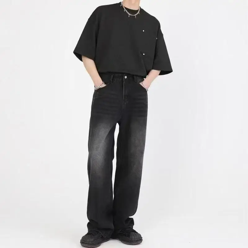 Korean Fashion Men Wide Leg Je - Streetwear Brand Denim recension och pris