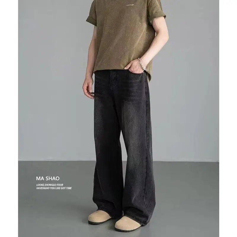Korean Fashion Men Wide Leg Je - Streetwear Brand Denim recension och pris